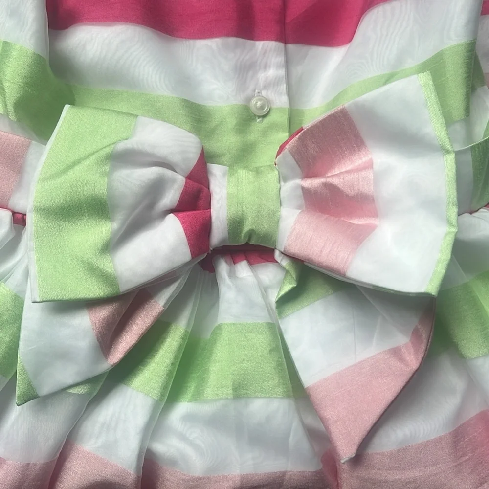 Gymboree Striped Tank Easter Dress Pink Green White Girls Size 6